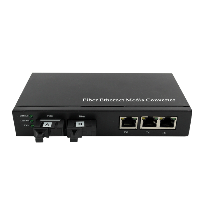 2 portas de fibra e 3 portas RJ45 Switch não gerenciado, conector SC